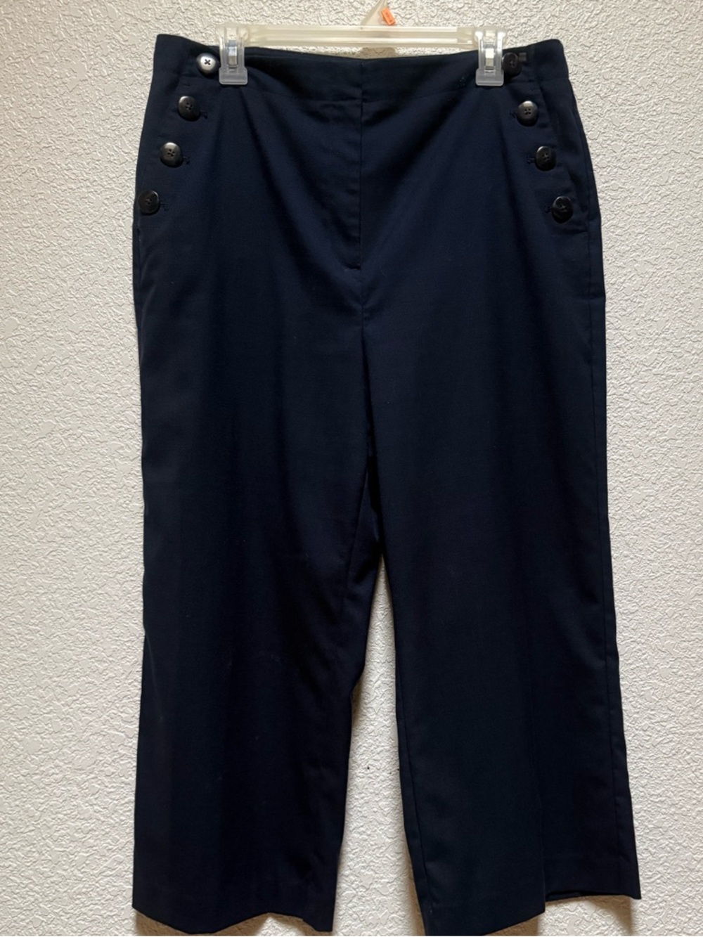 Ann Taylor Factory Navy Wide-Leg Cropped Dress Pants 12